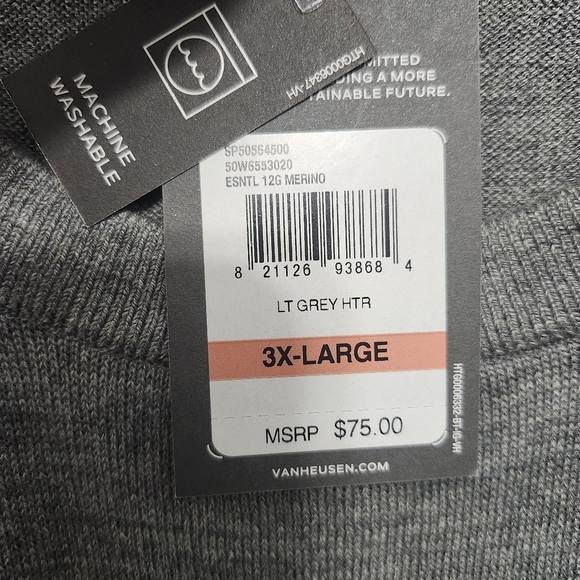 Van Heusen men's wool blend crew neck sweater size 3XL gray long sleeve … - Picture 4 of 7